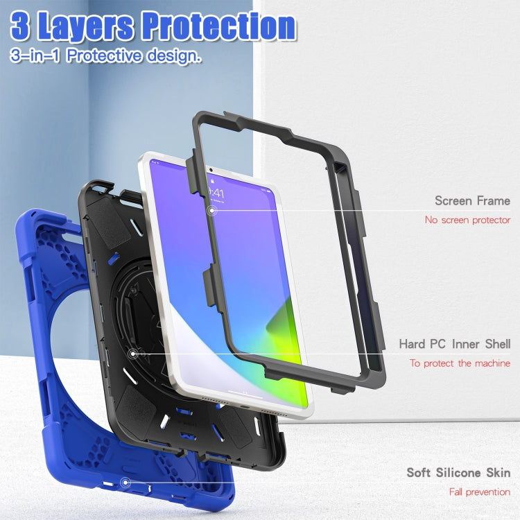 For iPad mini 6 Silicone + PC Protective Tablet Case with Holder & Shoulder Strap(Blue) - iPad mini 6 Cases by buy2fix | Online Shopping UK | buy2fix