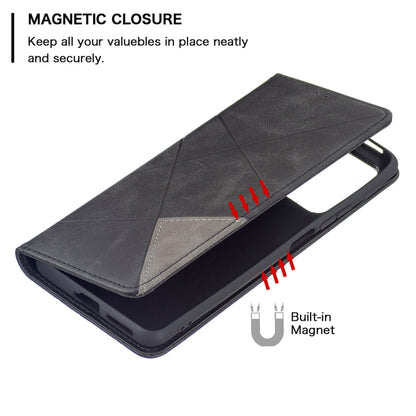 For Xiaomi Mi 11T Rhombus Texture Horizontal Flip Magnetic Leather Case with Holder & Card Slots(Black) - Xiaomi Cases by buy2fix | Online Shopping UK | buy2fix