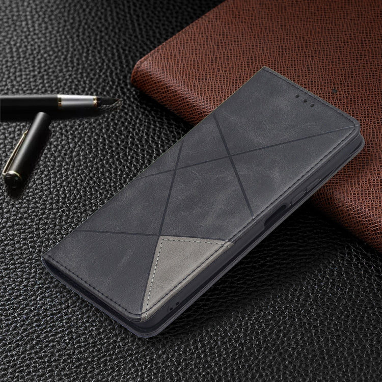 For Xiaomi Mi 11T Rhombus Texture Horizontal Flip Magnetic Leather Case with Holder & Card Slots(Black) - Xiaomi Cases by buy2fix | Online Shopping UK | buy2fix