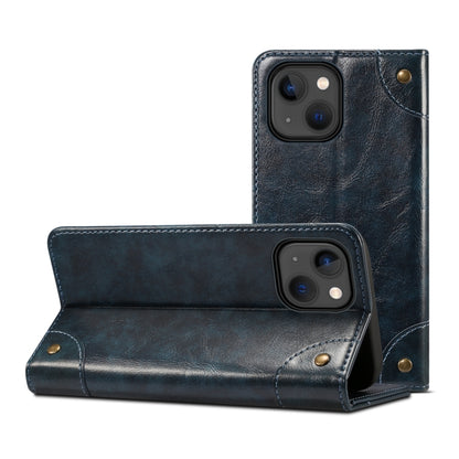 For iPhone 13 mini Baroque Simple Horizontal Flip Leather Case with Holder & Card Slots & Wallet (Blue) - iPhone 13 mini Cases by buy2fix | Online Shopping UK | buy2fix