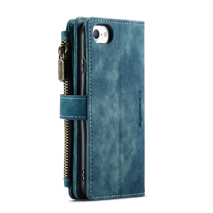 For iPhone SE 2022 / SE 2020 / 8 / 7 / 6 CaseMe-C30 PU + TPU Multifunctional Horizontal Flip Leather Case with Holder & Card Slot & Wallet & Zipper Pocke(Blue) - iPhone SE 2022 / 2020 / 8 / 7 Cases by CaseMe | Online Shopping UK | buy2fix