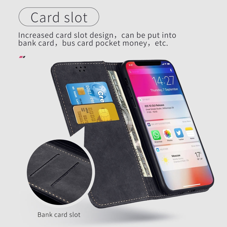 For Xiaomi 11T Pro Denim Texture Casual Style Horizontal Flip Leather Case with Holder & Card Slots & Wallet(Black) - Xiaomi Cases by buy2fix | Online Shopping UK | buy2fix