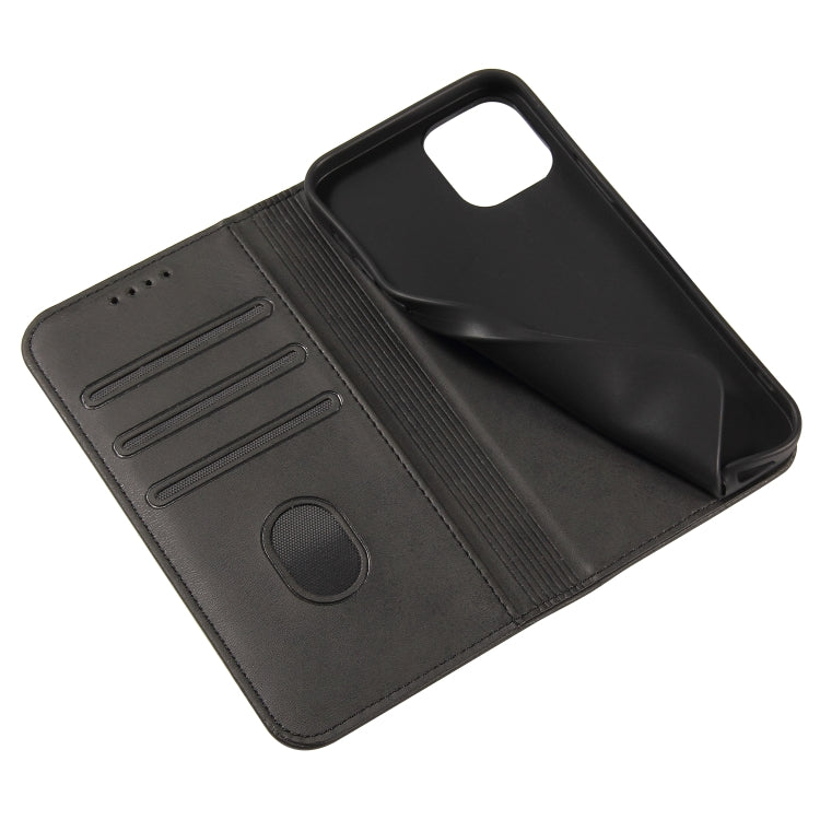 For iPhone 12 mini Calf Texture Magnetic Horizontal Flip Leather Case with Holder & Card Slots & Wallet (Black) - iPhone 12 mini Cases by buy2fix | Online Shopping UK | buy2fix