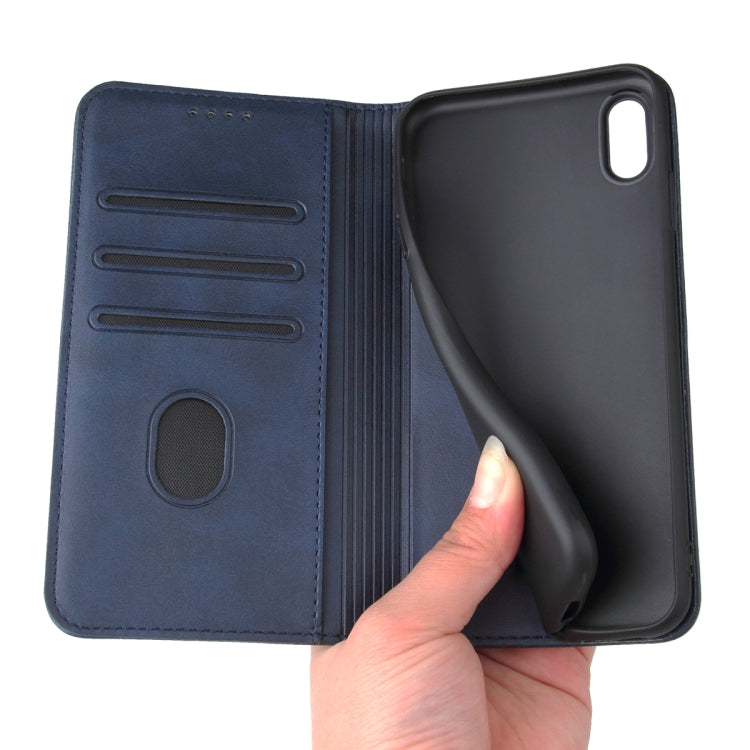 For iPhone XS Max Calf Texture Magnetic Horizontal Flip Leather Case with Holder & Card Slots & Wallet(Blue) - More iPhone Cases by buy2fix | Online Shopping UK | buy2fix