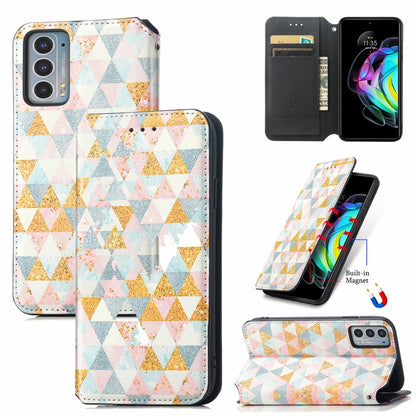 For Motorola Edge 20 Colorful Magnetic Horizontal Flip PU Leather Case with Holder & Card Slot & Wallet(Rhombus) - Motorola Cases by buy2fix | Online Shopping UK | buy2fix