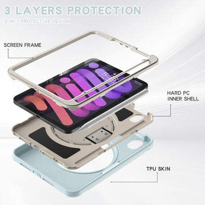 For iPad mini 6 360 Degree Rotation PC + TPU Protective Tablet Case with Holder & Hand-strap(Ice Blue) - iPad mini 6 Cases by buy2fix | Online Shopping UK | buy2fix