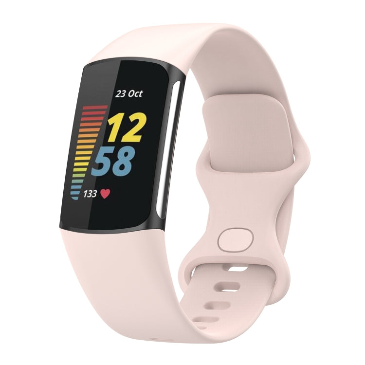 For Fitbit Charge 5 Silicone Watch Band, Size:S(Sand Pink) - Watch Bands by buy2fix | Online Shopping UK | buy2fix