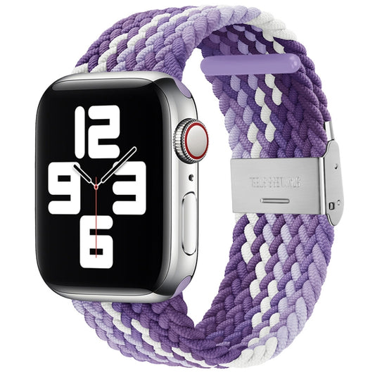 Nylon Braid One Buckle Watch Band For Apple Watch Series 9&8&7 41mm / SE 3&SE 2&6&SE&5&4 40mm / 3&2&1 38mm(Grape Purple) - Watch Bands by buy2fix | Online Shopping UK | buy2fix