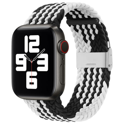 Nylon Braid One Buckle Watch Band For Apple Watch Series 9&8&7 41mm / SE 3&SE 2&6&SE&5&4 40mm / 3&2&1 38mm(Z Black White) - Watch Bands by buy2fix | Online Shopping UK | buy2fix