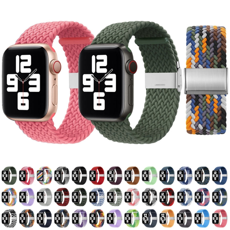 Nylon Braid One Buckle Watch Band For Apple Watch Series 9&8&7 41mm / SE 3&SE 2&6&SE&5&4 40mm / 3&2&1 38mm(Cherry) - Watch Bands by buy2fix | Online Shopping UK | buy2fix