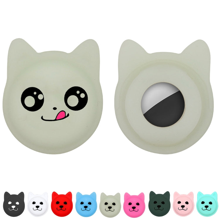 Serious Face Cute Cartoon Pet Collar Anti-lost Tracker Silicone Case For AirTag(White) - Pet Series by Mutural | Online Shopping UK | buy2fix