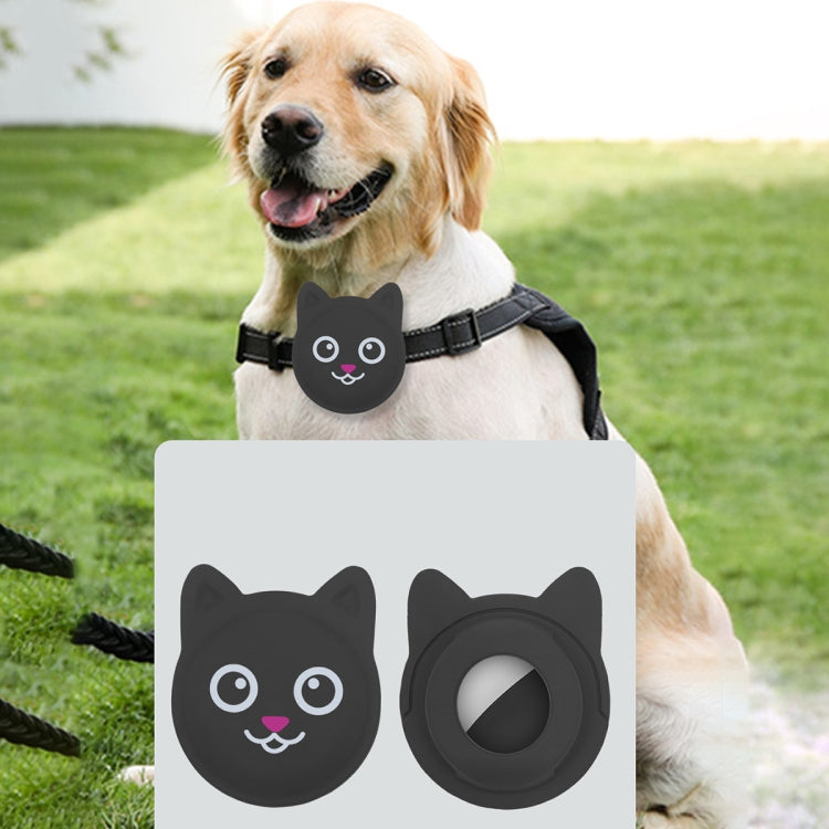 Hanhan Smiley Cute Cartoon Pet Collar Anti-lost Tracker Silicone Case For AirTag(Black) - Pet Series by Mutural | Online Shopping UK | buy2fix