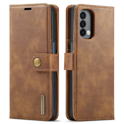 For OnePlus Nord 2 5G DG.MING Crazy Horse Texture Flip Detachable Magnetic Leather Case with Holder & Card Slots & Wallet(Brown) - OnePlus Cases by DG.MING | Online Shopping UK | buy2fix