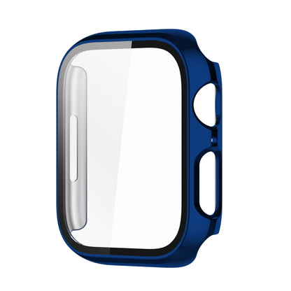 Electroplating Shockproof PC Protective Case with Tempered Glass Film For Apple Watch Series 9 / 8 / 7 45mm(Starry Blue) - Watch Cases by buy2fix | Online Shopping UK | buy2fix