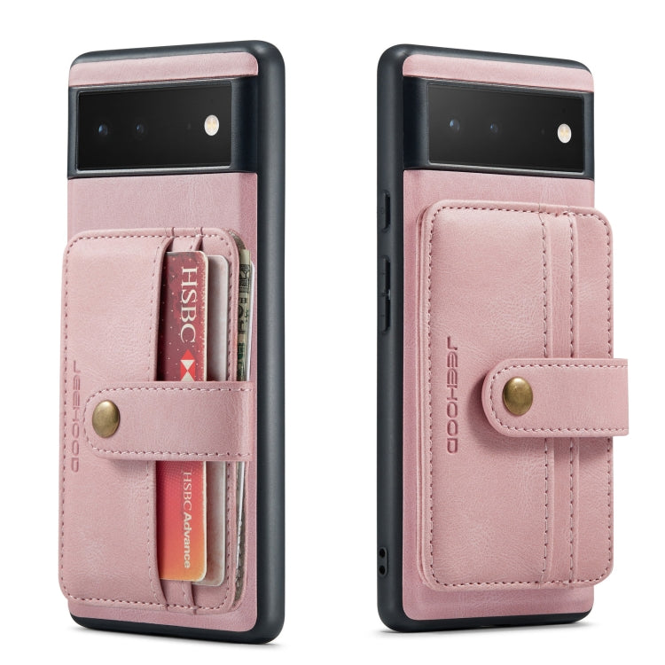 For Google Pixel 6 Pro JEEHOOD RFID Blocking Anti-Theft Wallet Phone Case(Pink) - Google Cases by JEEHOOD | Online Shopping UK | buy2fix