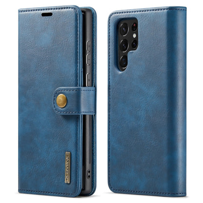 For Samsung Galaxy S22 Ultra 5G DG.MING Crazy Horse Texture Detachable Magnetic Leather Phone Case(Blue) - Galaxy S22 Ultra 5G Cases by DG.MING | Online Shopping UK | buy2fix