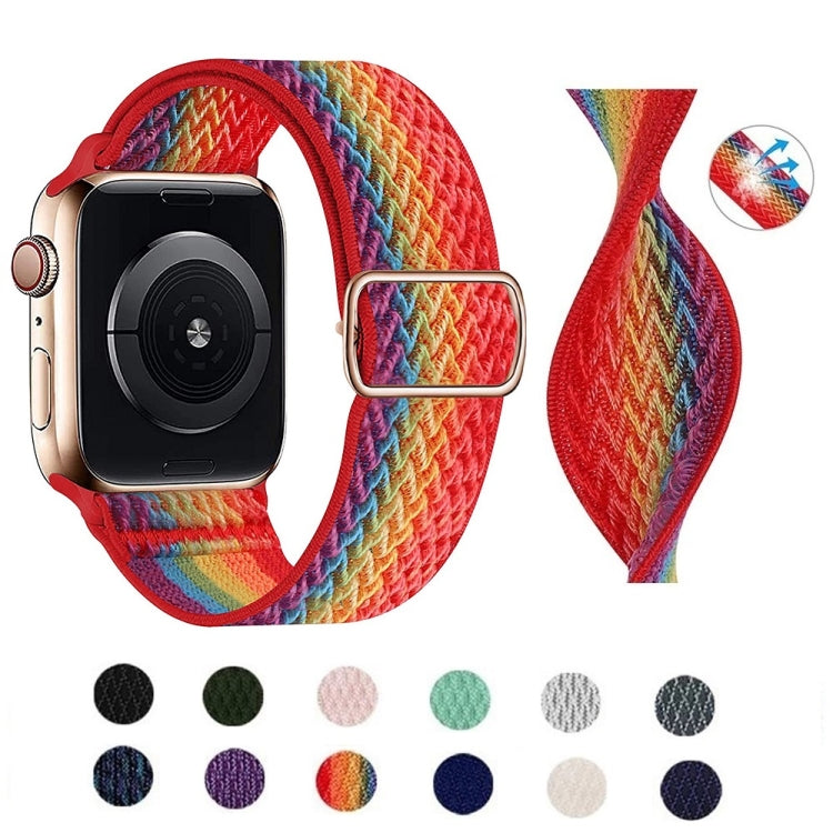 W Texture Nylon Strap For Apple Watch Ultra 49mm&Watch Ultra 2 49mm / Series 9&8&7 45mm / SE 3&SE 2&6&SE&5&4 44mm / 3&2&1 42mm(Rainbow) - Watch Bands by buy2fix | Online Shopping UK | buy2fix