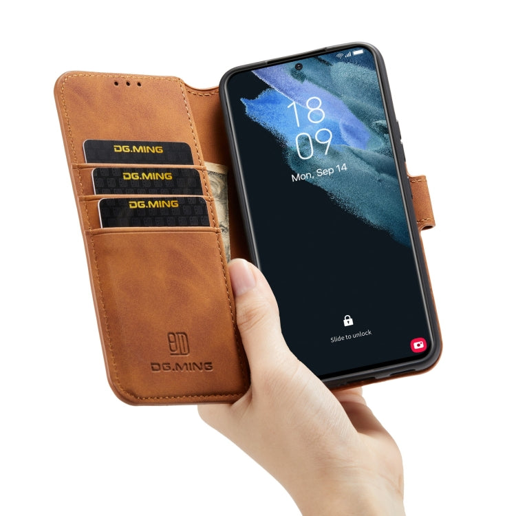 For Samsung Galaxy S22+ DG.MING Retro Oil Side Horizontal Flip Leather Case with Holder & Card Slots & Wallet(Brown) - Galaxy S22+ 5G Cases by DG.MING | Online Shopping UK | buy2fix