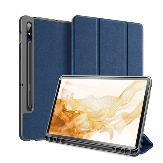 For Samsung Galaxy Tab S8 / Galaxy Tab S7 DUX DUCIS Domo Series Magnetic PU Leather Tablet Case(Blue) - Galaxy Tab S8 Cases by DUX DUCIS | Online Shopping UK | buy2fix