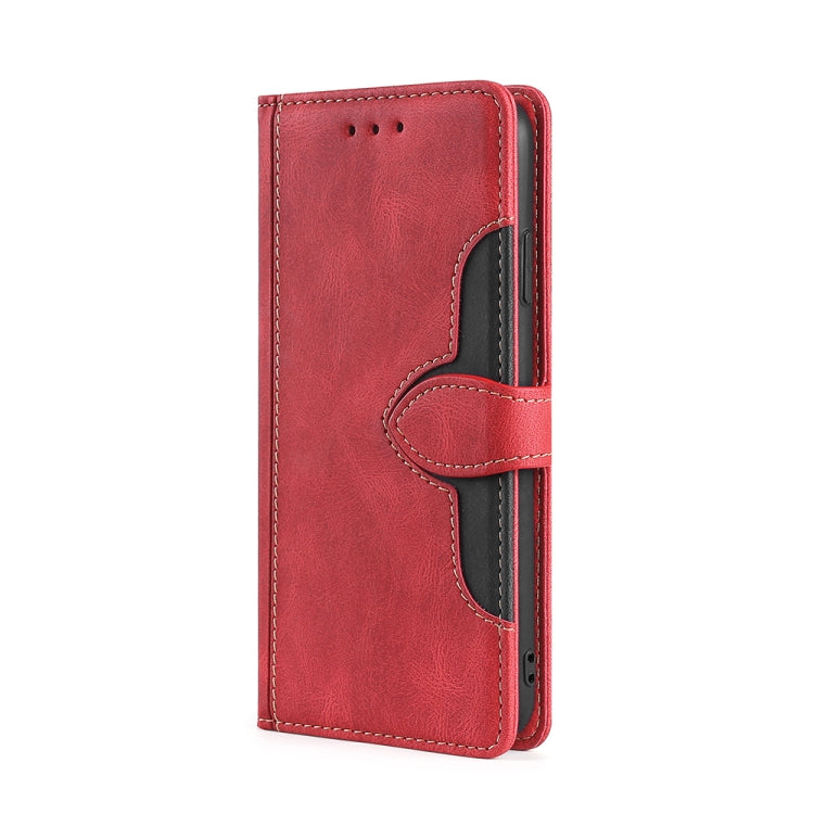 For Doogee N40 Pro Skin Feel Straw Hat Magnetic Buckle Leather Phone Case(Red) - Doogee Cases by buy2fix | Online Shopping UK | buy2fix