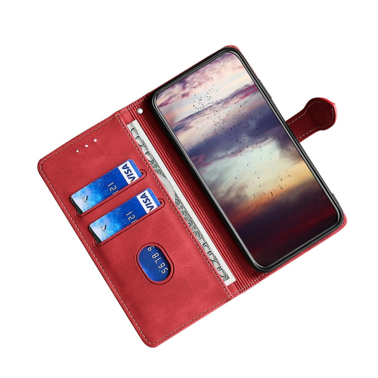 For Doogee X96 Pro Skin Feel Straw Hat Magnetic Buckle Leather Phone Case(Red) - Doogee Cases by buy2fix | Online Shopping UK | buy2fix