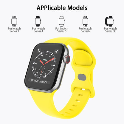 Butterfly Buckle Silicone Watch Band, Size: S For Apple Watch Ultra 49mm&Watch Ultra 2 49mm / Series 9&8&7 45mm / SE 3&SE 2&6&SE&5&4 44mm / 3&2&1 42mm(Yellow) - Watch Bands by buy2fix | Online Shopping UK | buy2fix