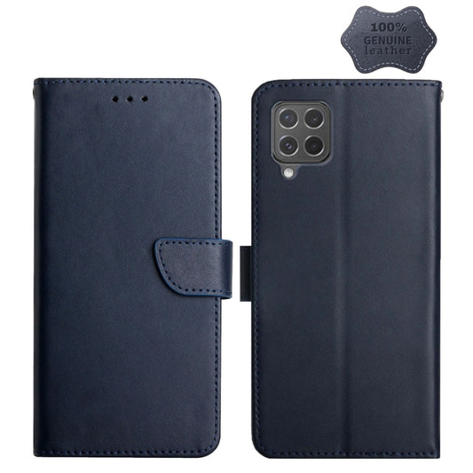 For Samsung Galaxy M62 Genuine Leather Fingerprint-proof Horizontal Flip Phone Case(Blue) - Galaxy Phone Cases by buy2fix | Online Shopping UK | buy2fix