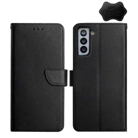 For Samsung Galaxy S21 5G Genuine Leather Fingerprint-proof Horizontal Flip Phone Case(Black) - Galaxy S21 5G Cases by buy2fix | Online Shopping UK | buy2fix