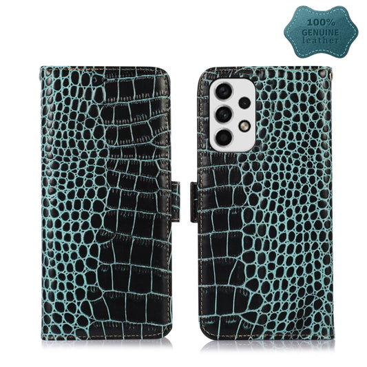 For Samsung Galaxy A23 4G Crocodile Top Layer Cowhide Leather Phone Case(Green) - Galaxy Phone Cases by buy2fix | Online Shopping UK | buy2fix