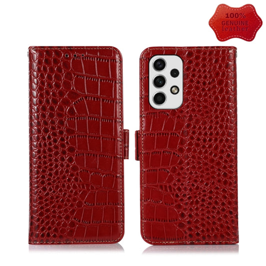 For Samsung Galaxy A73 5G Crocodile Top Layer Cowhide Leather Phone Case(Red) - Galaxy Phone Cases by buy2fix | Online Shopping UK | buy2fix