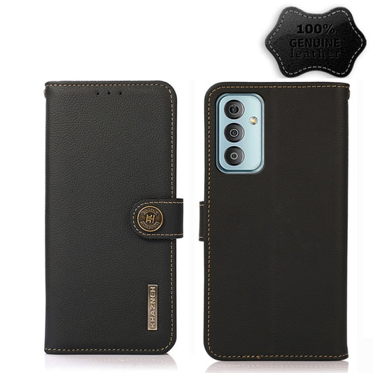 For Samsung Galaxy F23 / M23 KHAZNEH Custer Genuine Leather RFID Phone Case(Black) - Galaxy Phone Cases by buy2fix | Online Shopping UK | buy2fix