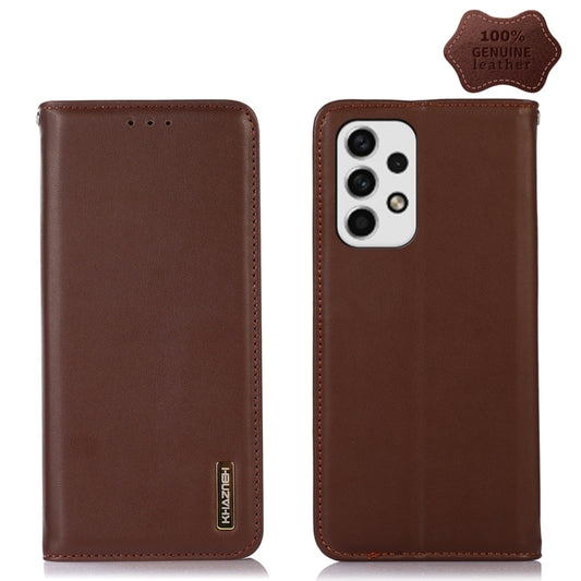 For Samsung Galaxy A23 4G KHAZNEH Nappa Top Layer Cowhide Leather Phone Case(Brown) - Galaxy Phone Cases by buy2fix | Online Shopping UK | buy2fix