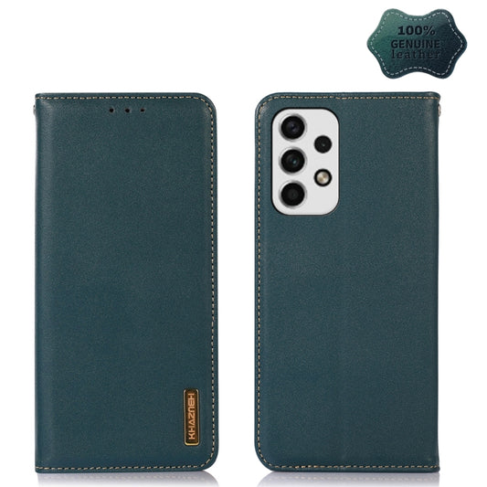 For Samsung Galaxy A33 5G KHAZNEH Nappa Top Layer Cowhide Leather Phone Case(Green) - Galaxy Phone Cases by buy2fix | Online Shopping UK | buy2fix