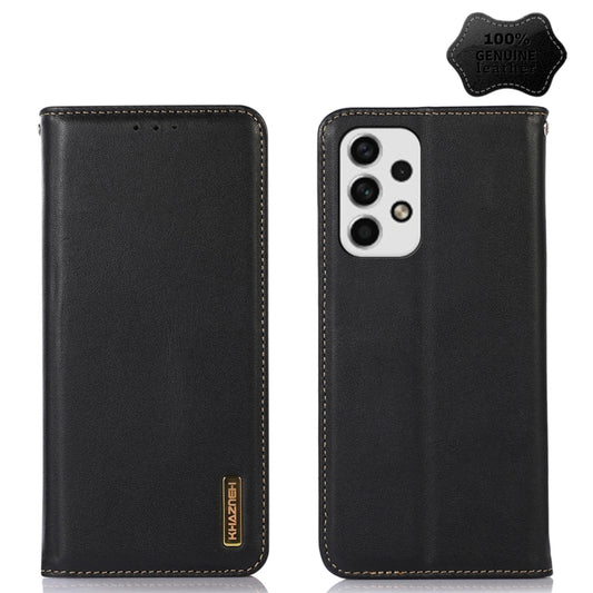 For Samsung Galaxy A33 5G KHAZNEH Nappa Top Layer Cowhide Leather Phone Case(Black) - Galaxy Phone Cases by buy2fix | Online Shopping UK | buy2fix