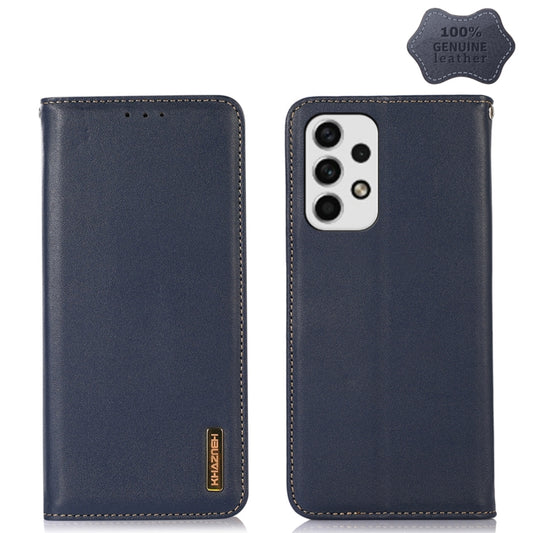 For Samsung Galaxy A53 5G KHAZNEH Nappa Top Layer Cowhide Leather Phone Case(Blue) - Galaxy Phone Cases by buy2fix | Online Shopping UK | buy2fix