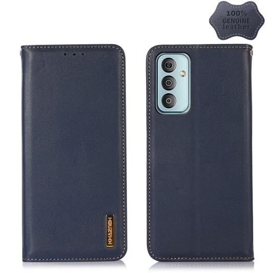 For Samsung Galaxy F23 5G / M23 KHAZNEH Nappa Top Layer Cowhide Leather Phone Case(Blue) - Galaxy Phone Cases by buy2fix | Online Shopping UK | buy2fix