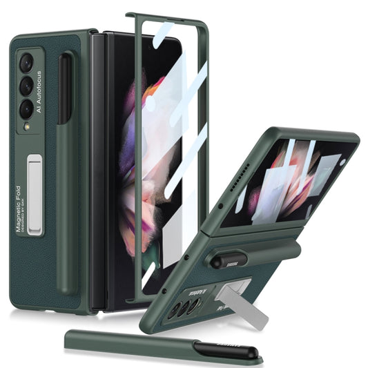 For Samsung Galaxy Z Fold3 5G GKK Ultra-thin Shockproof Leather Protective Case with Holder & Pen Slots(Dark Night Green) - Galaxy Phone Cases by GKK | Online Shopping UK | buy2fix