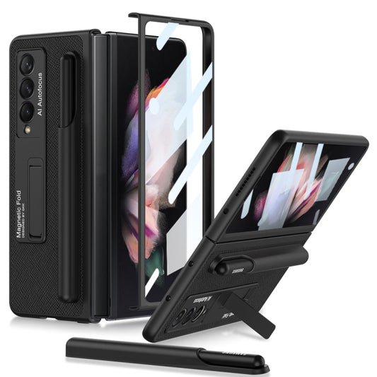 For Samsung Galaxy Z Fold3 5G GKK Ultra-thin Shockproof Leather Protective Case with Holder & Pen Slots(Cross Texture) - Galaxy Phone Cases by GKK | Online Shopping UK | buy2fix