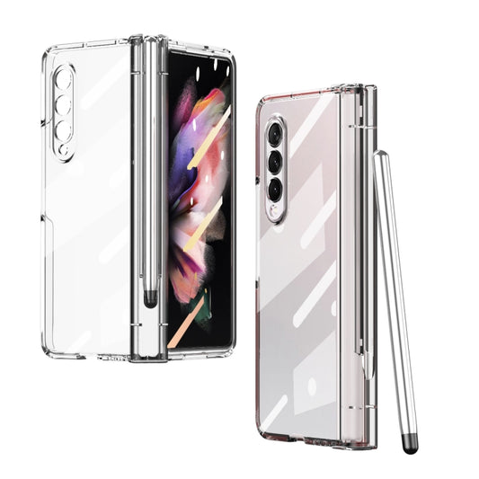 For Samsung Galaxy Z Fold3 5G 360 Full Body Electroplating Hinge Phone Case with Stylus(Transparent) - Galaxy Phone Cases by buy2fix | Online Shopping UK | buy2fix