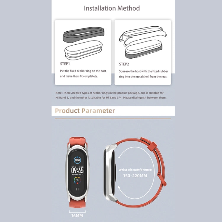 For Xiaomi Mi Band 6 / 5 / 4 / 3 Mijobs Flat Hole Silicone Watch Band, Style:Plus Case(Wine Red+Rose Gold) - Watch Bands by MIJOBS | Online Shopping UK | buy2fix