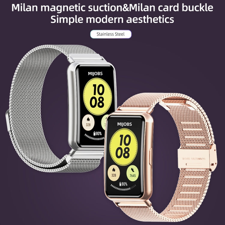 For Huawei Watch Fit Mijobs Milan Buckle Stainless Steel Watch Band(Silver) - Watch Bands by MIJOBS | Online Shopping UK | buy2fix