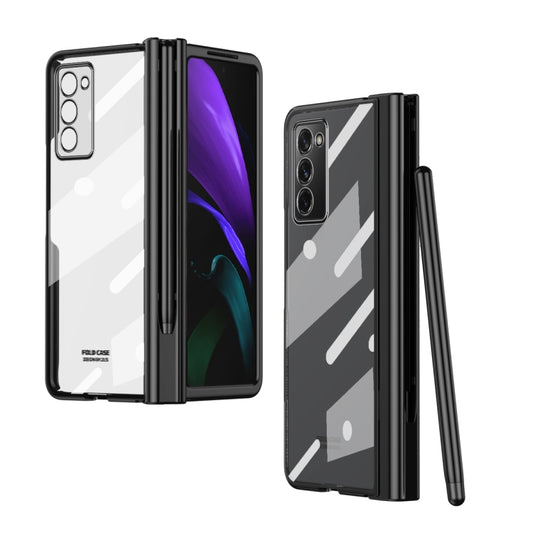 For Samsung Galaxy Z Fold2 5G Electroplating Hinge Phone Case with Stylus(Black) - Galaxy Phone Cases by buy2fix | Online Shopping UK | buy2fix