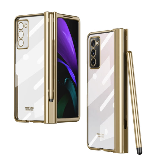 For Samsung Galaxy Z Fold2 5G Electroplating Hinge Phone Case with Stylus(Gold) - Galaxy Phone Cases by buy2fix | Online Shopping UK | buy2fix