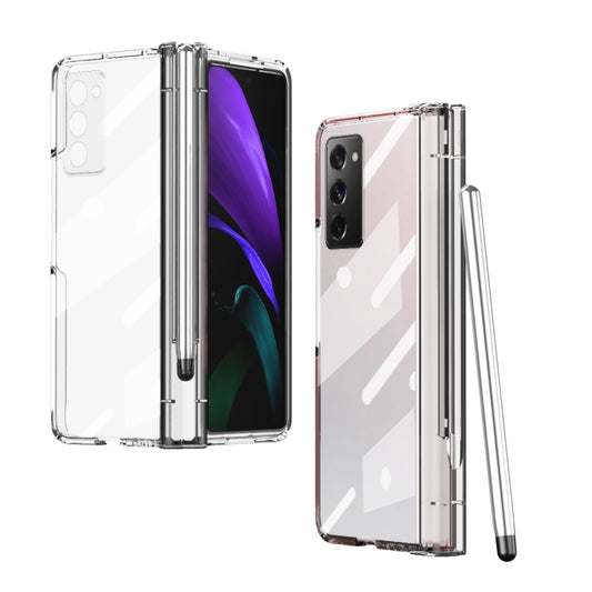 For Samsung Galaxy Z Fold2 5G Electroplating Hinge Phone Case with Stylus(Transparent) - Galaxy Phone Cases by buy2fix | Online Shopping UK | buy2fix