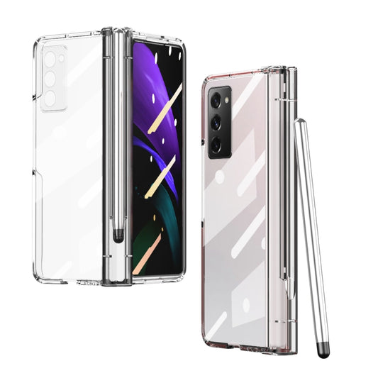 For Samsung Galaxy Z Fold2 5G Full Body Electroplating Hinge Phone Case with Stylus(Transparent) - Galaxy Phone Cases by buy2fix | Online Shopping UK | buy2fix