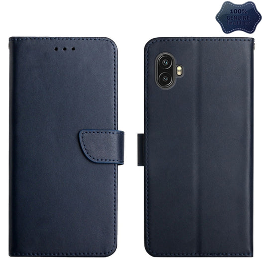 For Samsung Galaxy Xcover6 Pro Genuine Leather Fingerprint-proof Horizontal Flip Phone Case(Blue) - Galaxy Phone Cases by buy2fix | Online Shopping UK | buy2fix