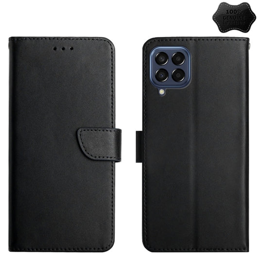 For Samsung Galaxy M53 Genuine Leather Fingerprint-proof Horizontal Flip Phone Case(Black) - Galaxy Phone Cases by buy2fix | Online Shopping UK | buy2fix