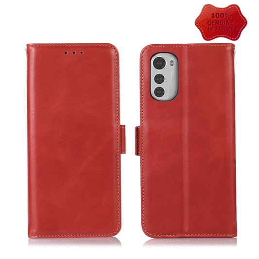 For Motorola Moto E32 4G Crazy Horse Top Layer Cowhide Leather Phone Case(Red) - Motorola Cases by buy2fix | Online Shopping UK | buy2fix