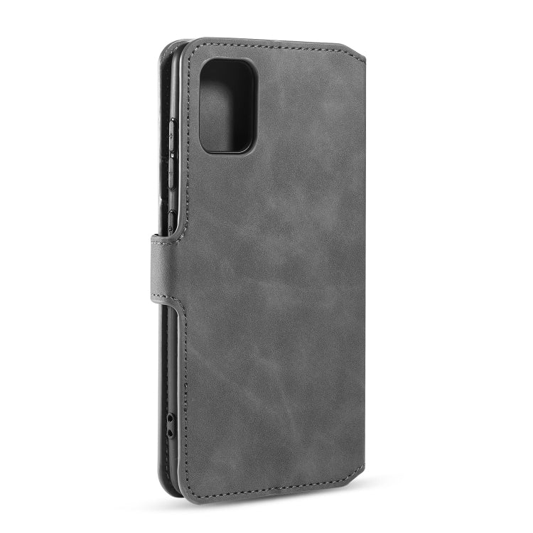 For Galaxy A51 DG.MING Retro Oil Side Horizontal Flip Case with Holder & Card Slots & Wallet(Grey) - Galaxy Phone Cases by DG.MING | Online Shopping UK | buy2fix