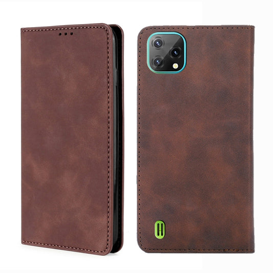 For Blackview A55 Skin Feel Magnetic Horizontal Flip Leather Phone Case(Dark Brown) - More Brand by buy2fix | Online Shopping UK | buy2fix